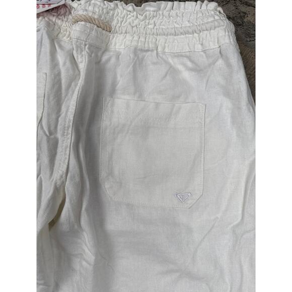 Roxy Oceanside Wide Leg Pants Linen Blend Elastic Waist Juniors size M - Picture 5 of 5